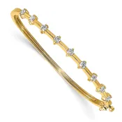 14k Gold Diamond Hinged Oval Bangle Bracelet