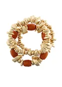 3 Row Stone & Chip Shaped Metal Bracelet