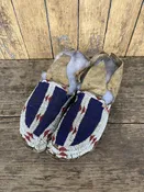 Antique Cheyenne/Lakota Beaded Moccasins, authentic Native American, ca. 1890s.  Sinew sewn with Venetian glass beads  (GM179)