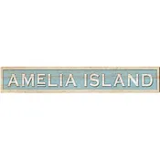 Amelia Island Coastal Blue Sign | Wall Art Print on Real Wood