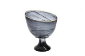 Black Alabaster Footed Candy Bowl with Gold Trim