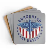 1776 Heritage American Flyer Cork Coasters — Set of 4 Drink Coasters in Reef Blue