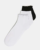 3 PACK EMMA LETTUCE EDGE SOCKS WHITE/BLACK