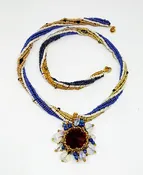 3 Drop Twisted Herringbone Rope Necklace With Crystal Rivoli Bezel Pendant (special order - sold out)