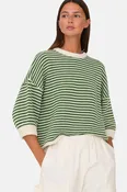 3/4 Sleeve Sweater Green Stripe