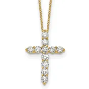 14k Gold Diamond Cross Pendant Necklace, 18-Inch