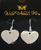 Polished Silver Heart Monogram Engraved Earrings
