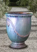 Antique Turquoise Rosette Urn