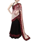BLACK AND RED LEHENGA SAREE