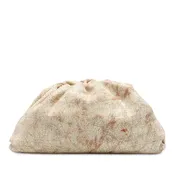 Beige Bottega Veneta Crackled Calfskin The Pouch Clutch Bag