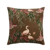 Cotton Velvet Chinoiserie Pillow with Chambray Back
