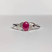 10K White Gold Oval Ruby Diamond Ring