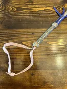 Quirt Hand Braided Tan Leather + Blue Trim - Hard Raw Hide Quirt Whip Horse Tack 16" EPT