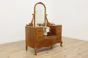 Birdseye Maple Antique Vanity or Dressing Table, Mirror #52324