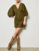 Annabelle Olive Denim Balloon Sleeve Mini Dress