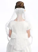 24" veil on comb with corded lace trim and 'Guadalupe', FIRST COMMUNION