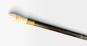 Carved Bone EROTIC MASKED MAN Early 20th Century Walking Stick Cane
