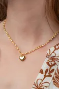 14K Gold Plated Puff Heart Chain Necklace