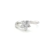 Assymetrical Platinum Band with Floral Motif