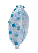 Bari Lynn Clay Smiley Jeweled Knot Headband - Blue
