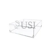 Acrylic Display Box Cake Stand w Lid Opening, 12x4in, Clear