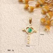 Ladies cross pendant with heart-shaped design and sparkling accents Hapa Style