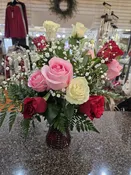 Dozen mixed multi color roses — Fireplace Gifts & Florist