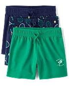 Baby And Toddler Boys Quick Dry Lined Mesh Active Shorts 3-Pack - Blue