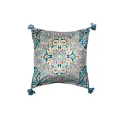 Cotton Blend Velvet Printed Pillow w/ Vintage Carpet Pattern