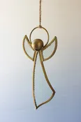 Antique Brass & Glass Angel Christmas Ornaments - Set of 4