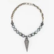 AM Studio Tahitian Pearl, Diamond and Sterling Silver Necklace