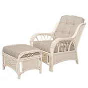 Alexa Living Room Set of 2 pieces with Ottoman Stool, White color