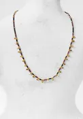 24k Gold Plated Garnet and Black Spinel Beaded Necklace