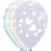 11" Assorted Hearts Pastel Latex Balloons (50ct)