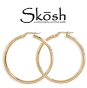 14kt Gold Over Sterling Silver 35mm X 3mm Hoop Earring