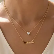 14K Gold Dipped Layered Mama Cz Necklace: GD