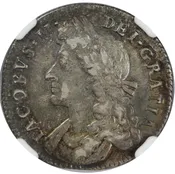 1686 England 1 Shilling NGC AU50, KM# 451.1 — Sam Sloat Coins