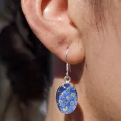 Blue Flower Oval Earrings