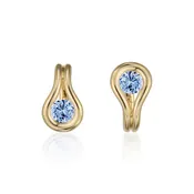 Comet Huggie Hoop Earrings in 18K Yellow Gold & Blue Sapphire