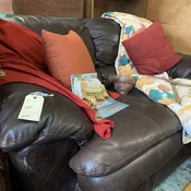 Dark Brown Leather Loveseat — The Predecessors Estate Sales - Online