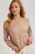 Bluivy Open Knit Long Sleeve Pullover Top