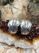 Authentic Native American Made Stamped Sterling Silver Post Hoop Southwestern Earrings