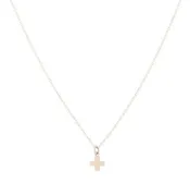 16" MIXED METAL SIGNATURE CROSS NECKLACE W/ GOLD CHARM