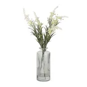 12 Inch White Lavender Premade in Glass Vase w/Faux Water