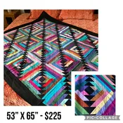 Hand Quilted Throw Quilt - Amish Inspired - 53" x 65"