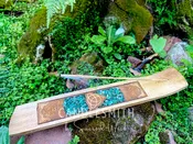 Celtic Knot Wooden Incense Holder with Green Aventurine Inlay