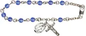 Adult Silver Plated Sapphire Rosary Bracelet - 7 1/4 inches