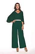 Capelet Jumpsuit with Beaded Waist