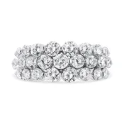 10k White Gold 2 1/2 Cttw Round Natural Diamond 3 Row Band Ring (i-j Color, I1-i2 Clarity)