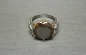 14KT Two-Tone Gold 9.09TCW Red Diamond Solitaire &amp; Art Deco Diamond Accent Engagement Ring